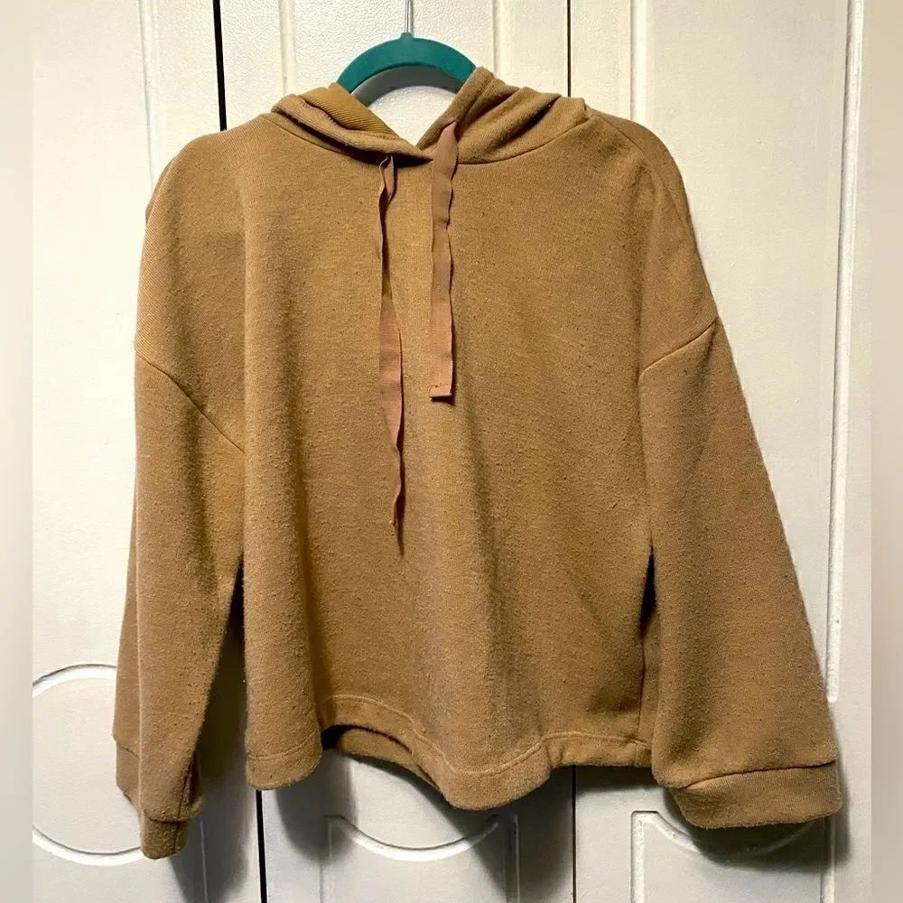 MNG by Mango Cropped hoodie Tan Sweater size Large